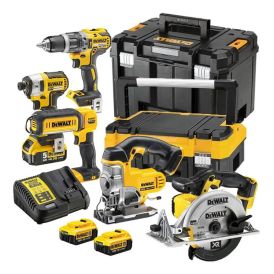 Verkfærasett 5 vélar 18V XR m/3x5Ah rafhlöðum og kassa DeWALT