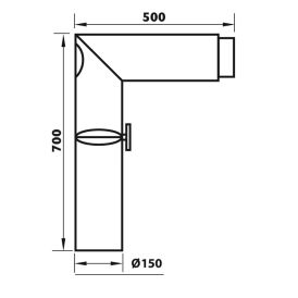Rör fyrir kamínu 90° 700x500xØ150 mm Aduro svart
