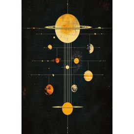 Hljóðvistarmynd sólkerfi dökk 1220x1800x20 mm InEx