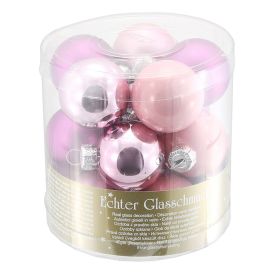 Jólakúlur gler Ø3,5 cm bleikar 15 stk