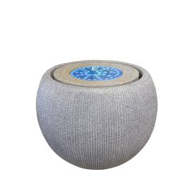 Vatnsbrunnur polystone dökkgrár með sólarljósi Garden Life