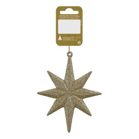 Jólatrésskraut stjarna plast 10x13 cm gyllt með glimmer