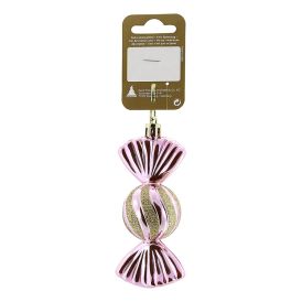 Jólatrésskraut karamella plast 4x11 cm bleikt