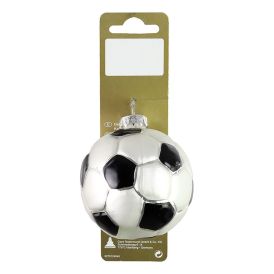 Jólatrésskraut fótbolti gler Ø6,5cm svart/silfur