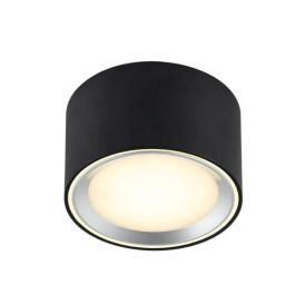 Baðherbergisljós LED Fallon svart Ø10 cm