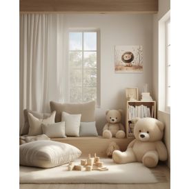 Hljóðvistarmynd sitjandi ljón 600x600x20 mm InEx