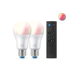 Snjallpera LED marglituð og fjarstýring LED E27 8W 2 stk