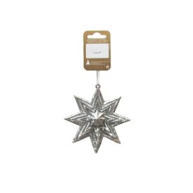 Jólatrésskraut stjarna 10 cm silfurlituð
