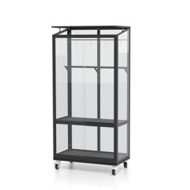 Gróðurhús á hjólum Urban svart 3mm gler