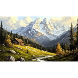 Hljóðvistarmynd landslag bjarg 4200x2420x20 mm InEx