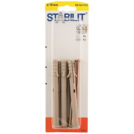 Múrtappar 10x115mm Stabilit 4stk með skrúfum