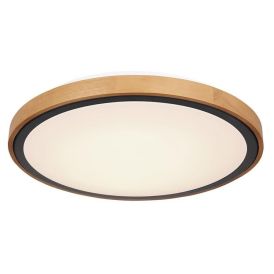Kúpull LED 24W Bruno 3000/4500/6000K Ø44cm svartur/tré