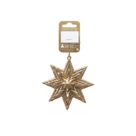 Jólatrésskraut stjarna 10 cm gulllituð