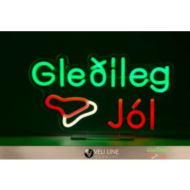 Neon skilti Gleðileg Jól 35x20cm