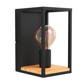 Veggljós E27 Libertad 24cm svart/tré