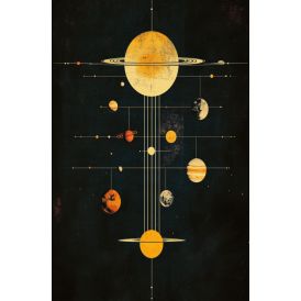 Hljóðvistarmynd sólkerfi dökk 800x1220x20 mm InEx
