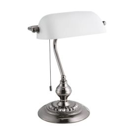 Borðlampi Banker E27 hæð 39 cm hvítur/silfur