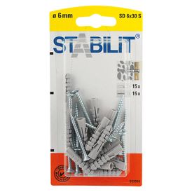 Múrtappi 6x30mm Stabilit 10stk með skrúfum