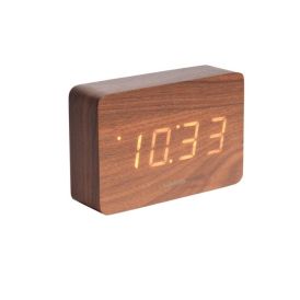 Vekjaraklukka Square LED 10cm dökkt tré