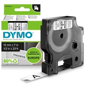 Límmiði fyrir DYMO D1 merkivél 12mm x 7m svartur/hvítur