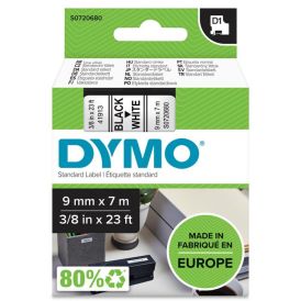 Límmiði fyrir DYMO D1 merkivél 9mm x 7m svartur/hvítur