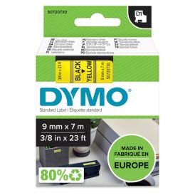 Límmiði fyrir DYMO D1 merkivél 9mm x 7m svartur/gulur