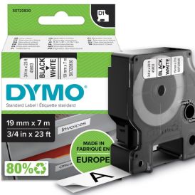 Límmiði fyrir DYMO D1 merkivél 19mm x 7m svartur/hvítur