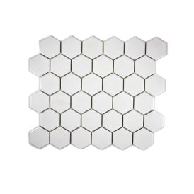 Mósaíkflís Hexagon Uni 32,5x28,1cm matt hvít