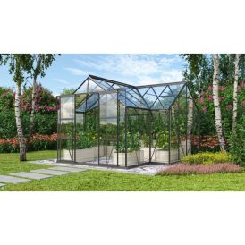 Gróðurhús Sirius 13 m² svart 3 mm hert gler