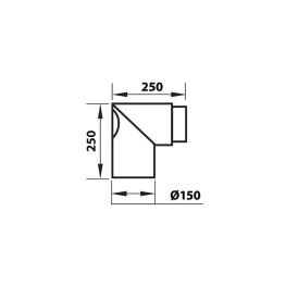 Rör fyrir kamínu 90° 250x250xØ150 mm Aduro svart